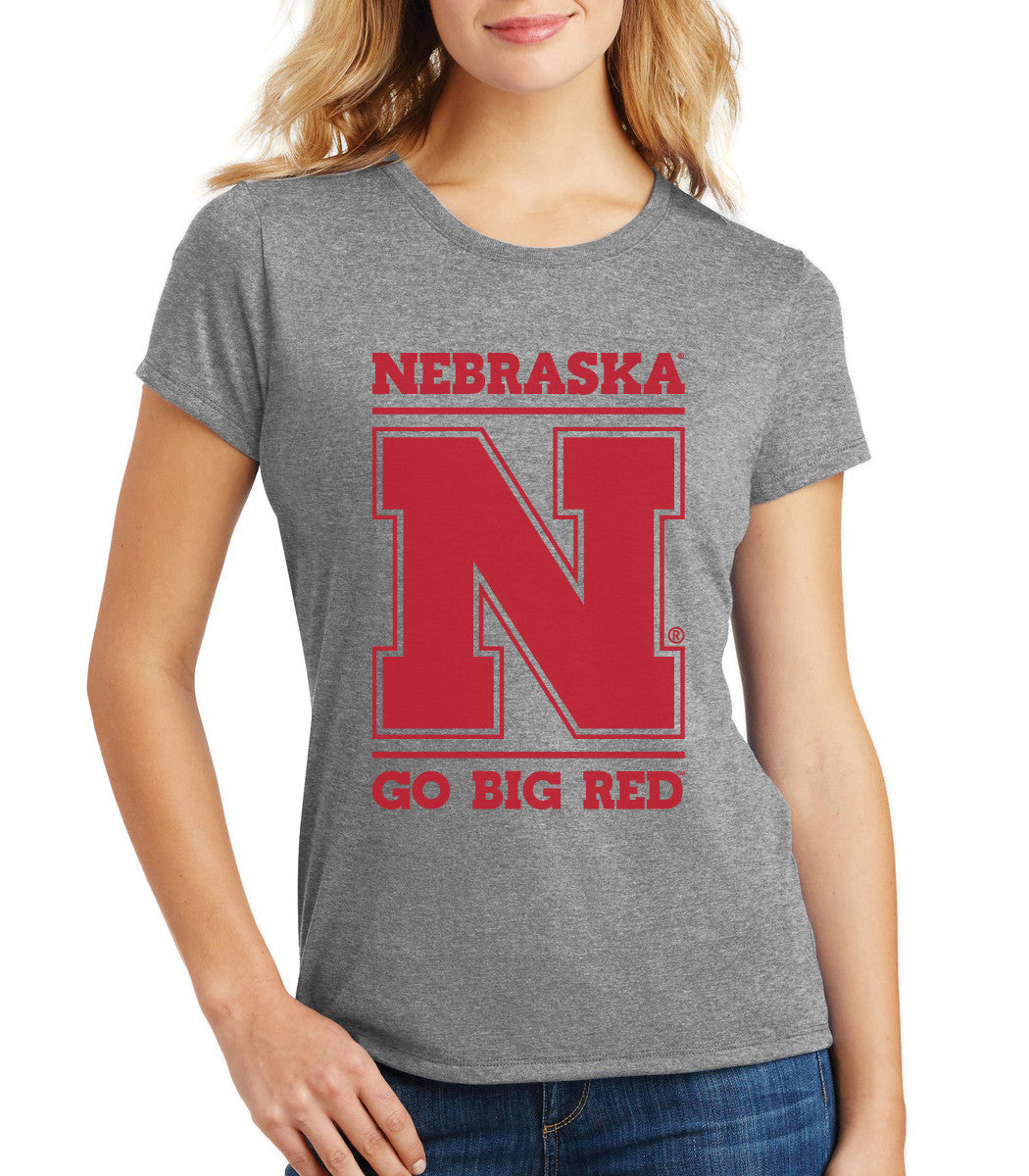 Women's Nebraska Cornhuskers "Nebraska N GO BIG RED" Premium Tri-Blend Tee Shirt