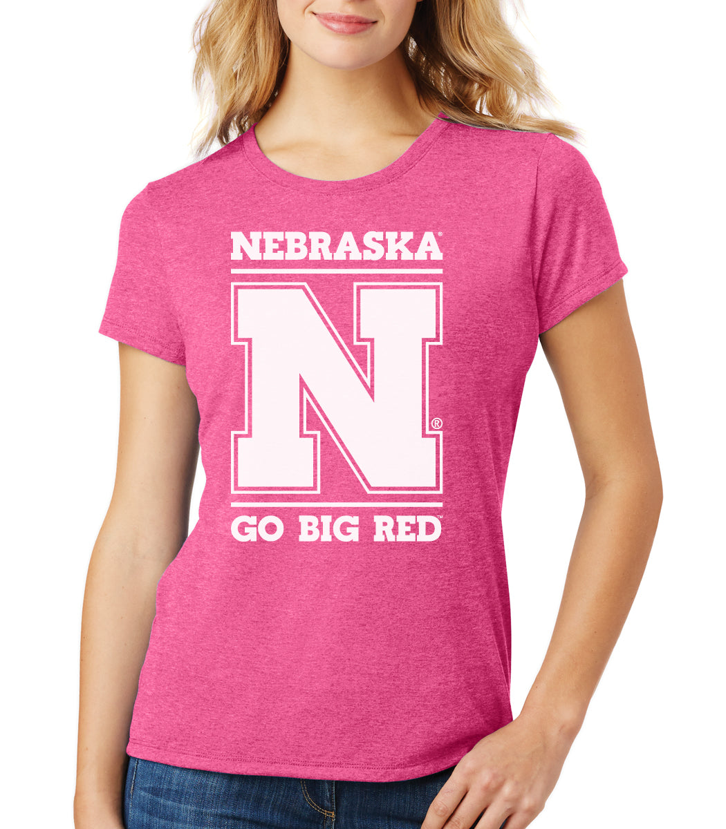 Women's Nebraska Cornhuskers "Nebraska N GO BIG RED" Premium Tri-Blend Tee Shirt
