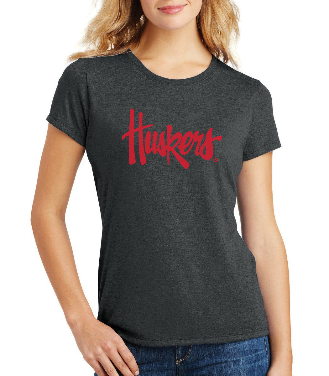 Women's Nebraska Legacy Script "Huskers" Premium Tri-Blend Tee Shirt