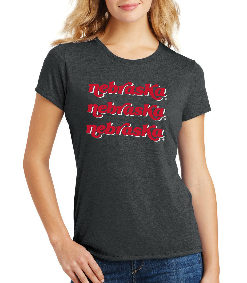 Women's Nebraska Huskers Premium Tri-Blend Tee Shirt - "nebraska" x 3