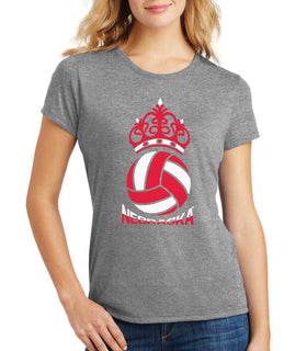 Women's Nebraska Huskers Premium Tri-Blend Tee Shirt - Nebraska Huskers Volleyball Crown