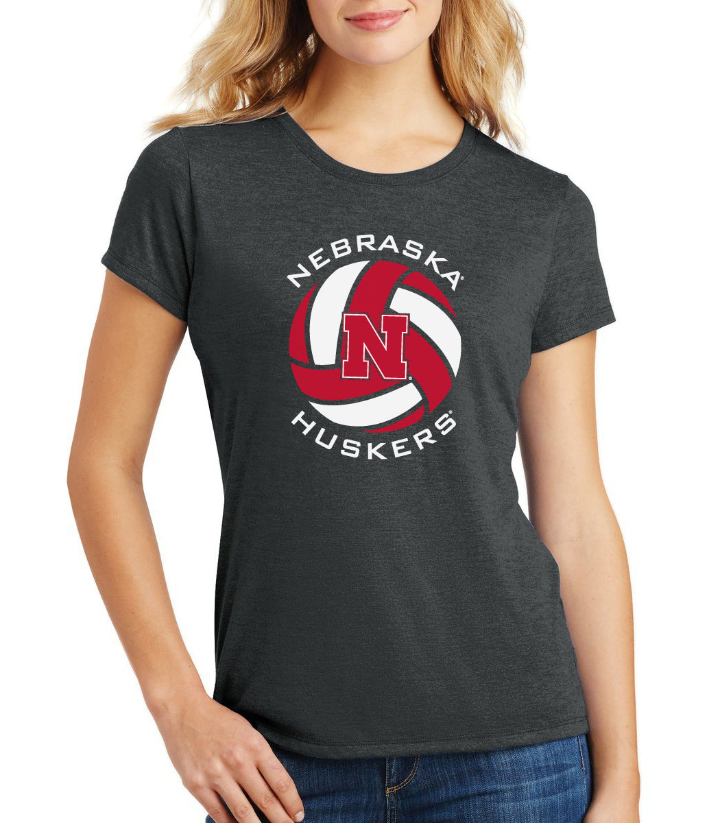 Women's Nebraska Huskers Premium Tri-Blend Tee Shirt - Huskers Volleyball Block N