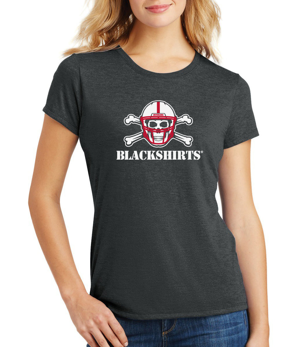 Women's Nebraska Huskers Premium Tri-Blend Tee Shirt - NEW Official Blackshirts Logo
