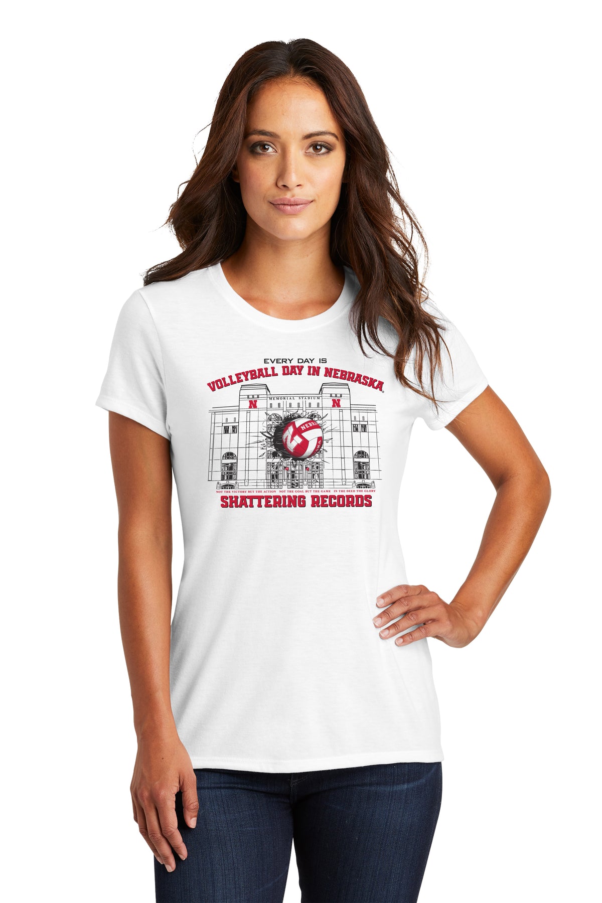 Women's Nebraska Huskers Premium Tri-Blend Tee Shirt - Volleyball Day in Nebraska