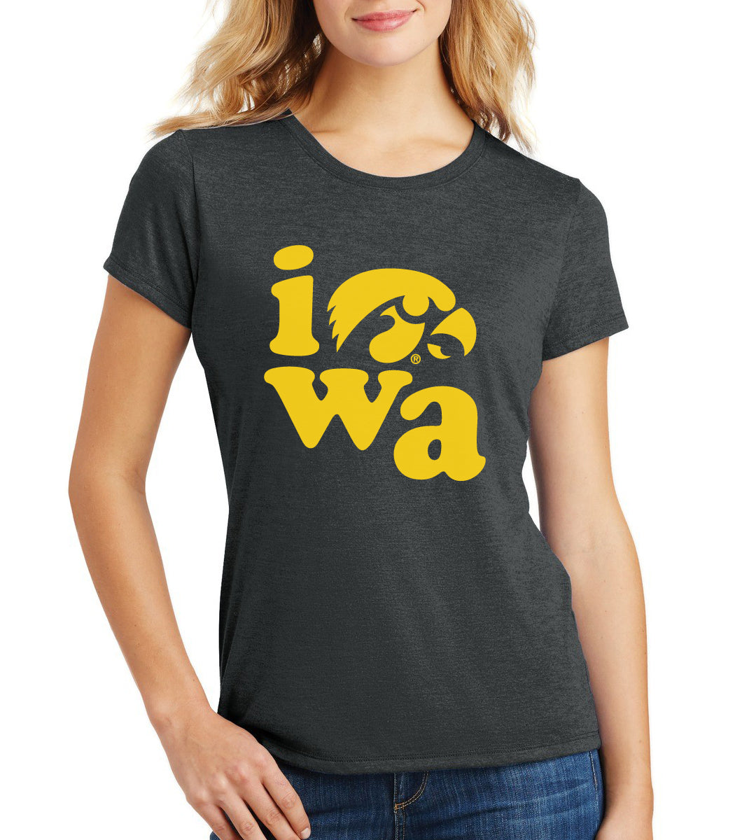 Women's Iowa Hawkeyes Premium Tri-Blend Tee Shirt - Iowa Stacked