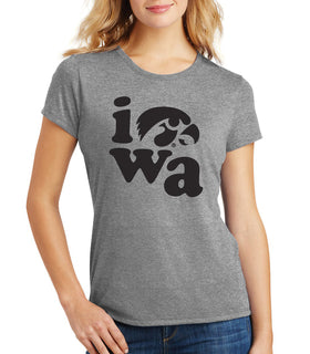 Women's Iowa Hawkeyes Premium Tri-Blend Tee Shirt - Iowa Stacked