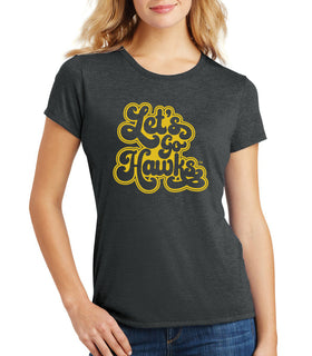 Women's Iowa Hawkeyes Premium Tri-Blend Tee Shirt - Retro Let's Go Hawks