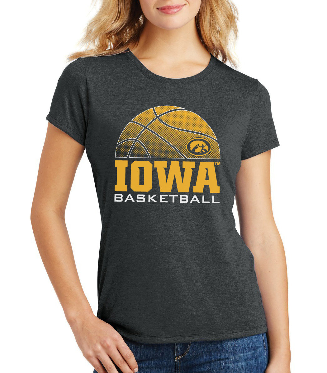 Women's Iowa Hawkeyes Premium Tri-Blend Tee Shirt - Iowa Basketball Oval Tigerhawk