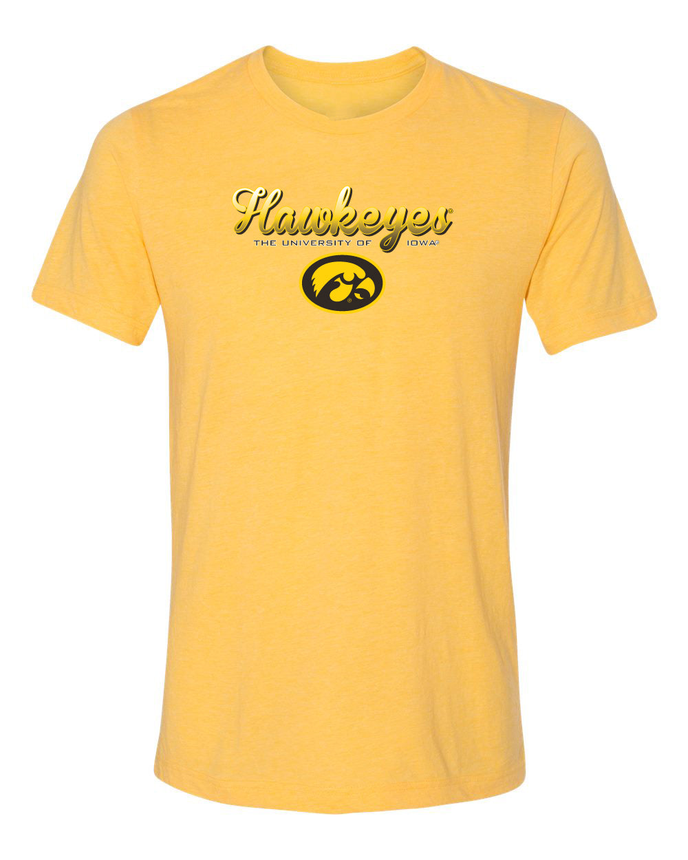Women's Iowa Hawkeyes Premium Tri-Blend Tee Shirt - Script Hawkeyes Full Color Fade Oval Tigerhawk