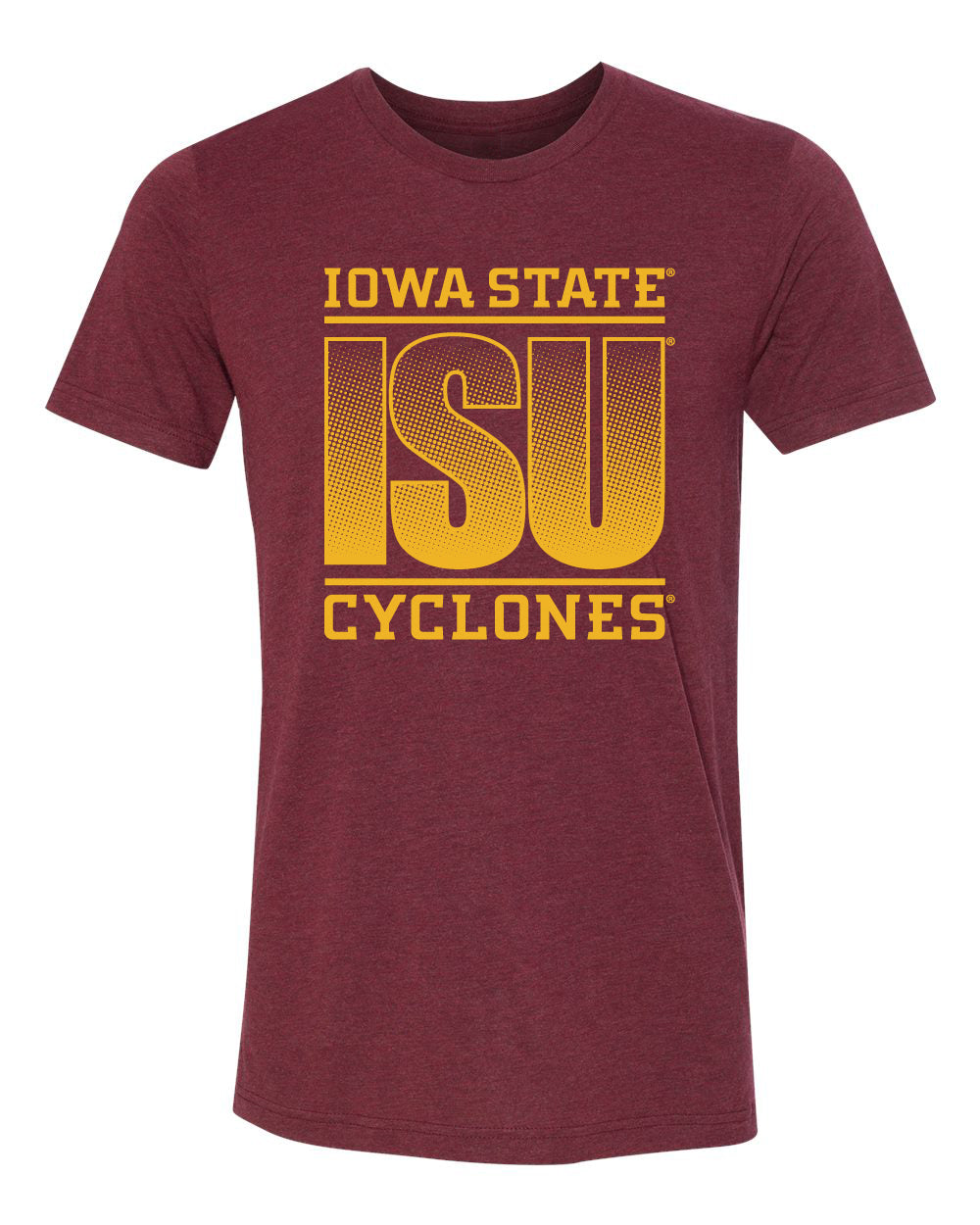 Women's Iowa State Cyclones Premium Tri-Blend Tee Shirt - ISU Fade Gold on Cardinal