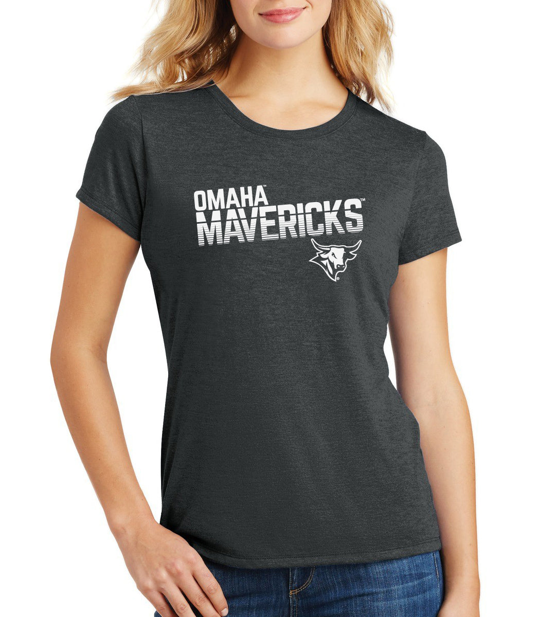 Women's Omaha Mavericks Premium Tri-Blend Tee Shirt - Mavericks Stripe Fade