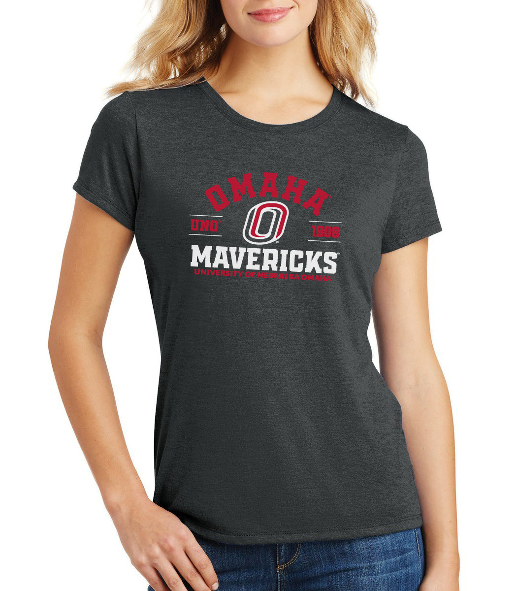 Women's Omaha Mavericks Premium Tri-Blend Tee Shirt - UNO 1908 Arch Omaha