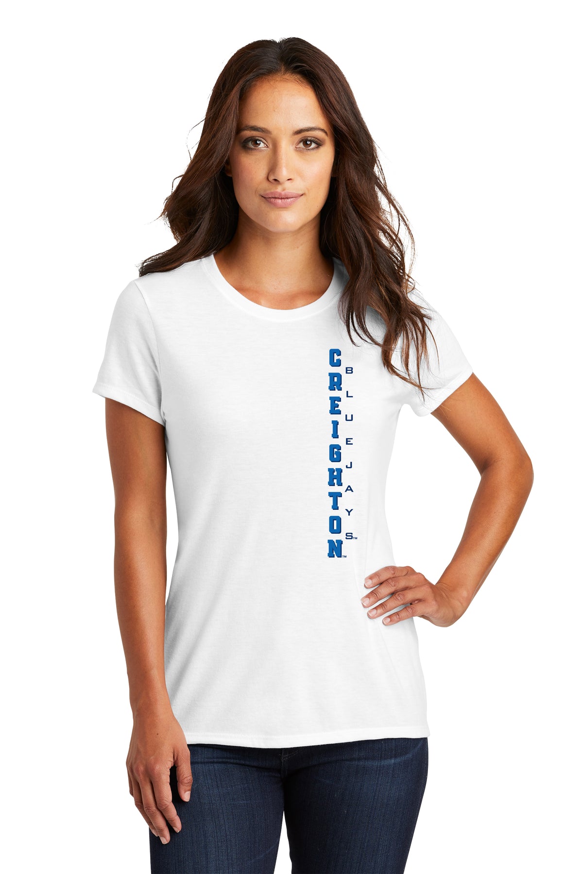 Women's Creighton Bluejays Premium Tri-Blend Tee Shirt - Vertical Creighton Bluejays