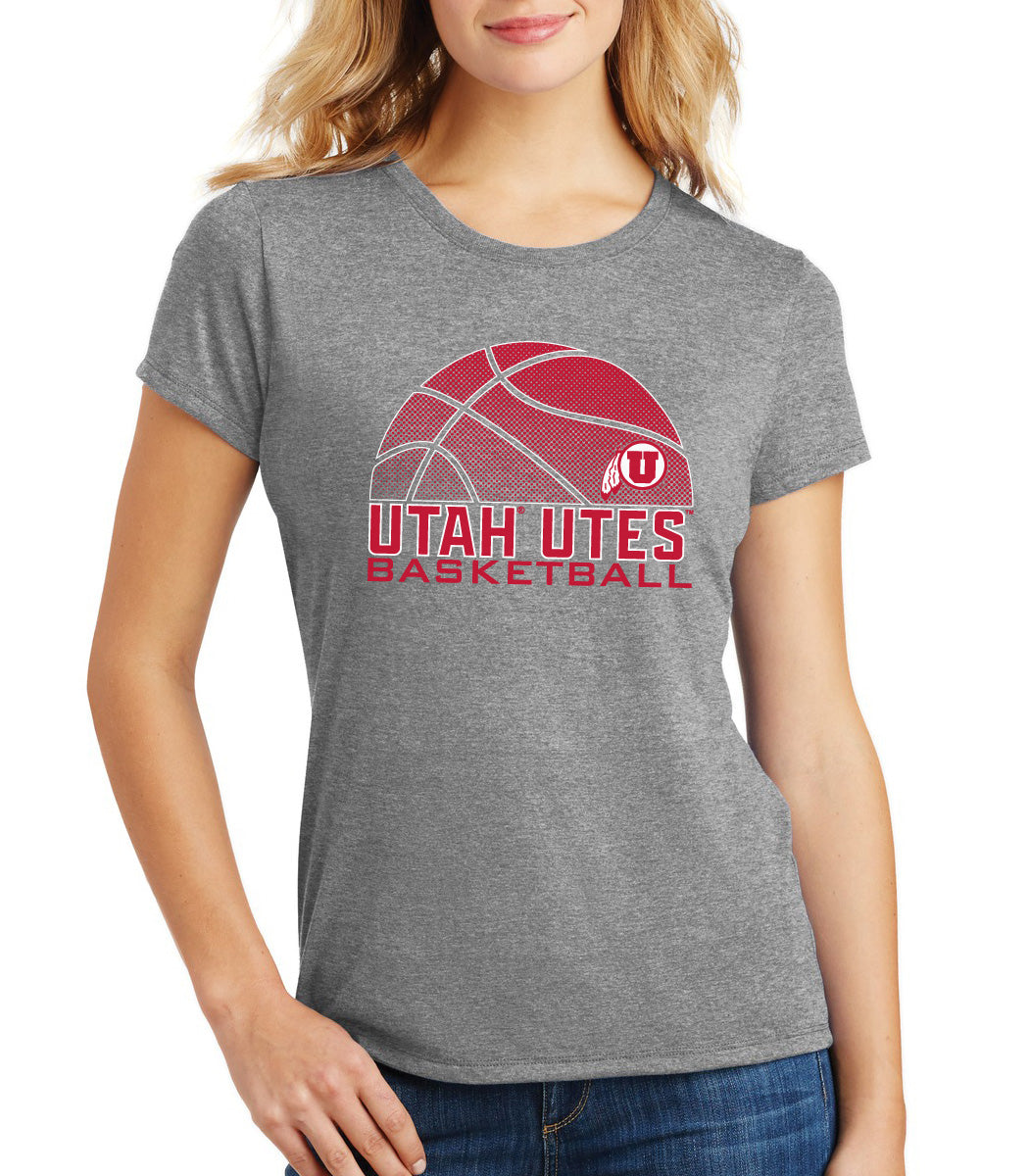 Women's Utah Utes Premium Tri-Blend Tee Shirt - Utah Utes Basketball with Logo