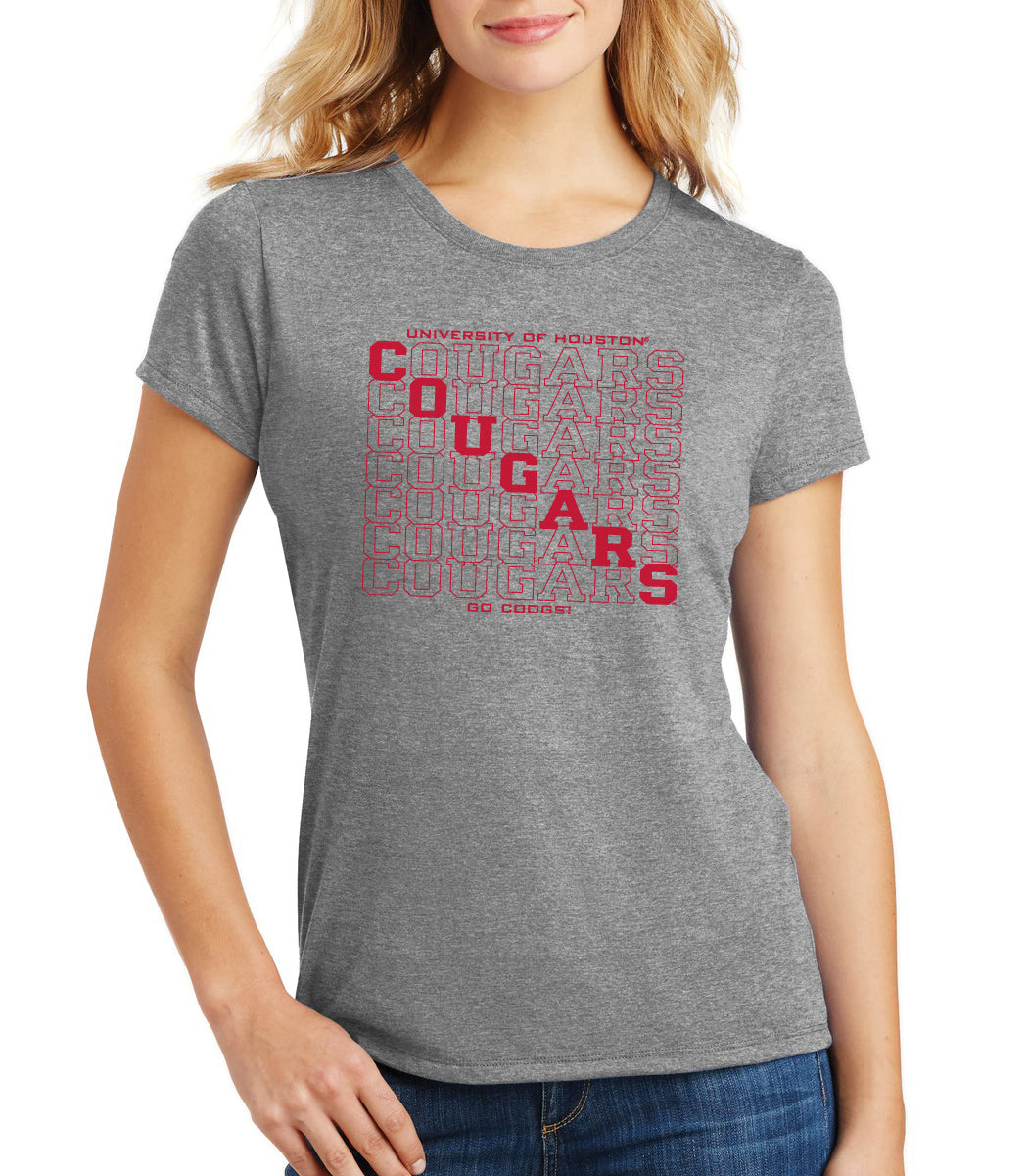 Women's Houston Cougars Premium Tri-Blend Tee Shirt - Diagonal Cougars Echo