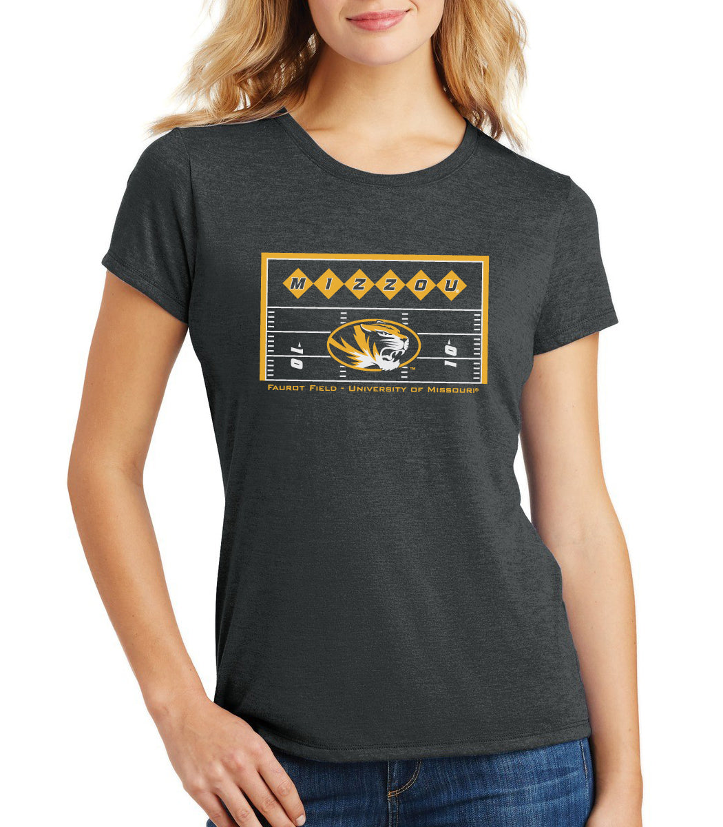 Women's Missouri Tigers Premium Tri-Blend Tee Shirt - Mizzou Football Field Endzone