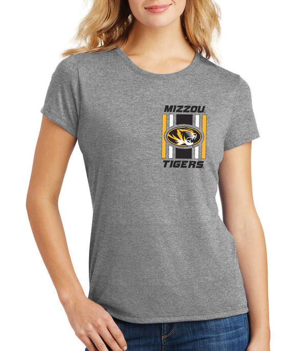 Women's Missouri Tigers Premium Tri-Blend Tee Shirt - Vert Stripe Mizzou Tigers