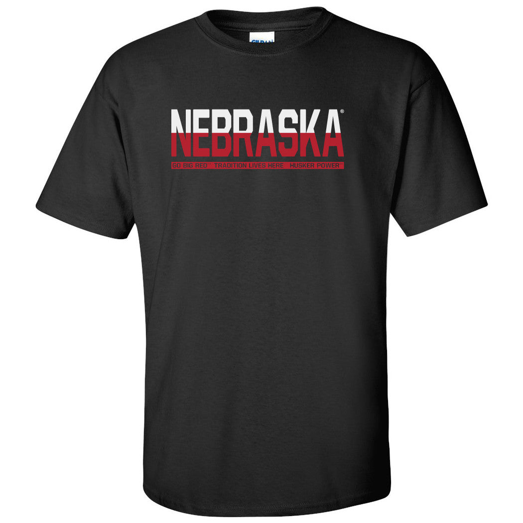 Nebraska Cornhuskers ½ & ½ "NEBRASKA" Tee Shirt