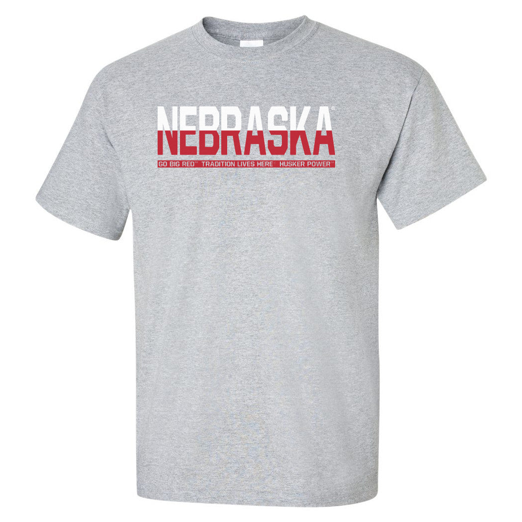 Nebraska Cornhuskers ½ & ½ "NEBRASKA" Tee Shirt