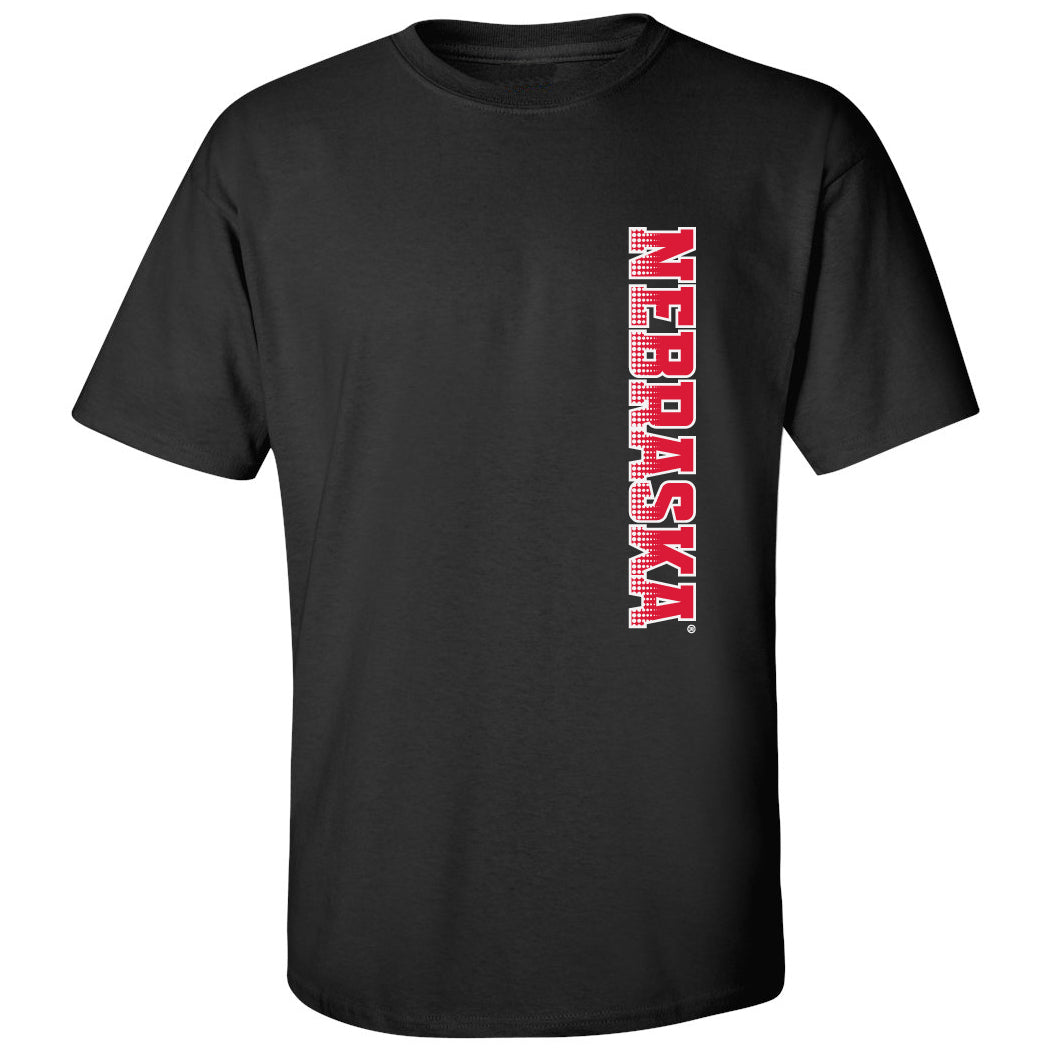 Nebraska Huskers Tee Shirt - Vertical Nebraska Red & White Fade