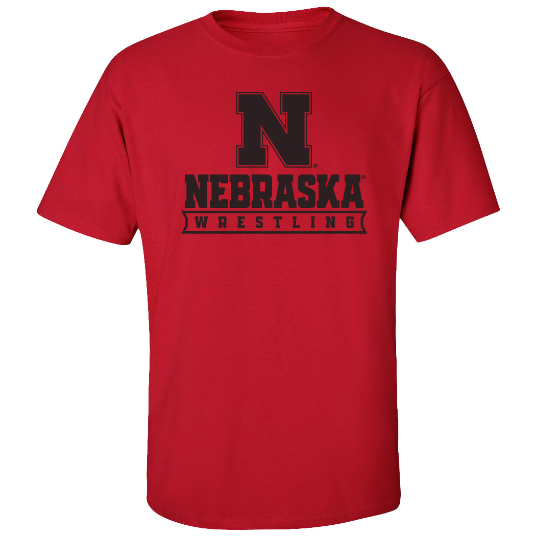 Nebraska Huskers Tee Shirt - Nebraska Wrestling Black Ink