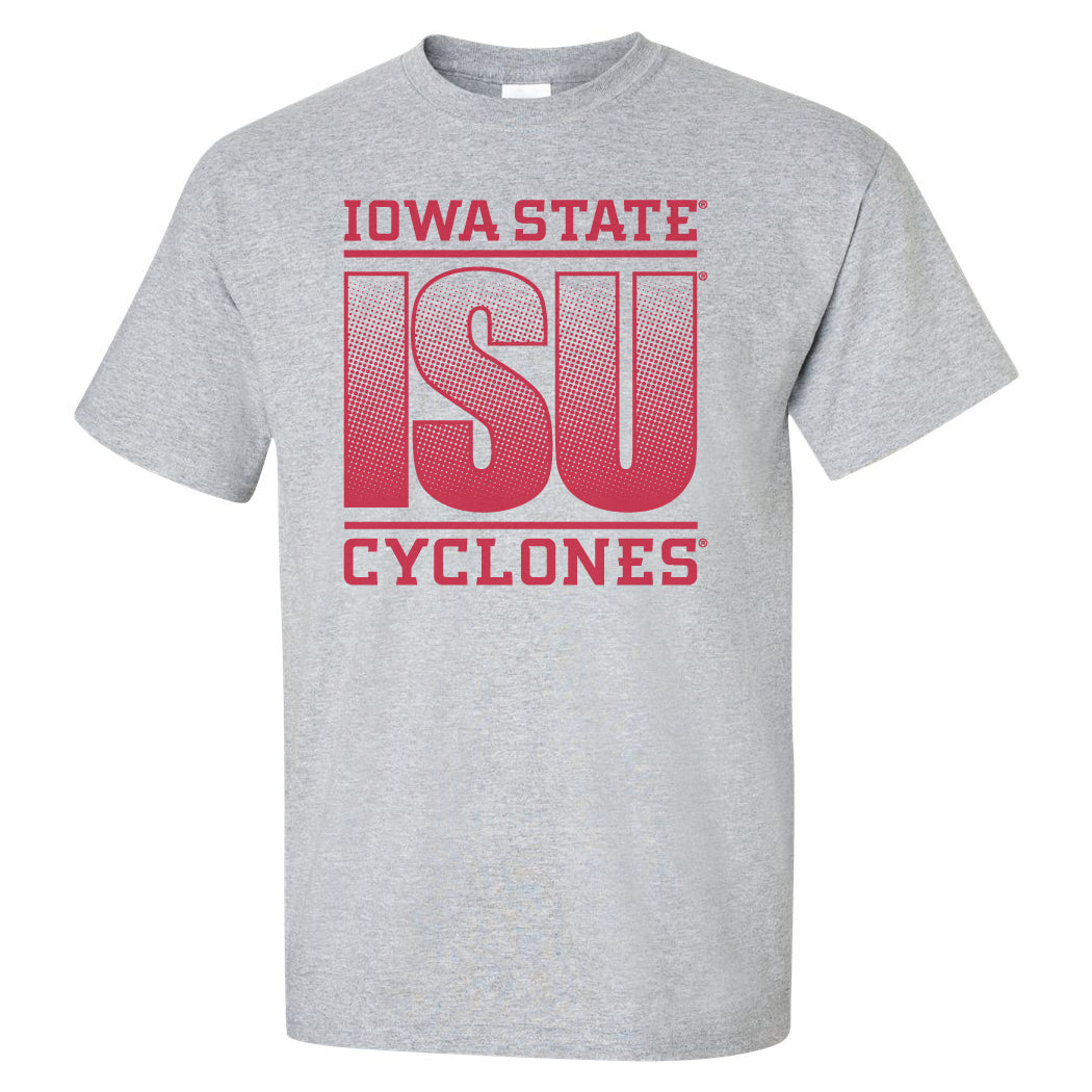 Iowa State Cyclones Tee Shirt - ISU Fade Red on Gray