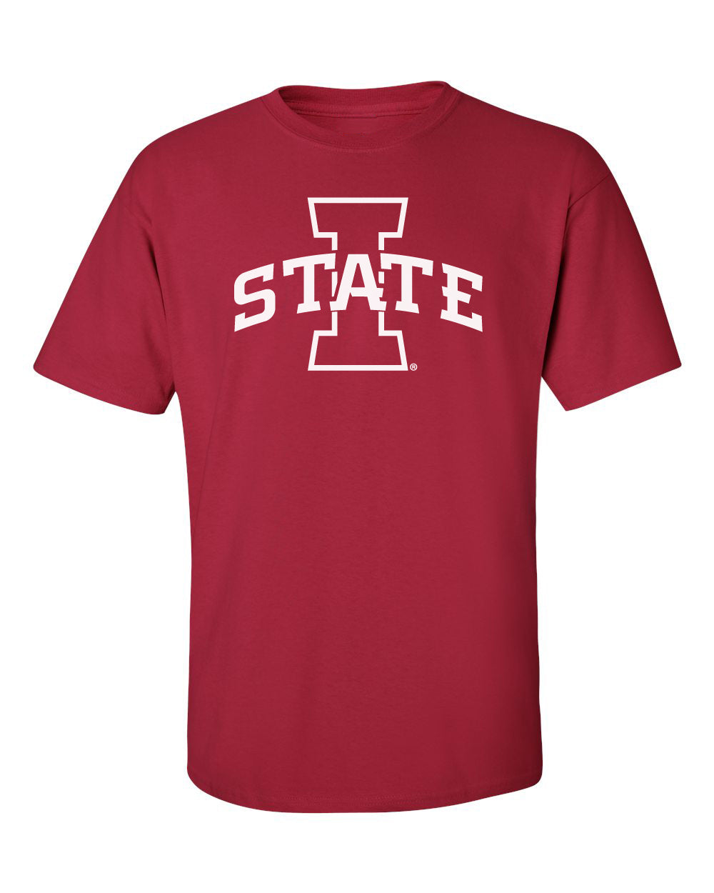 Iowa State Cyclones Tee Shirt - Primary Logo White on Cardinal