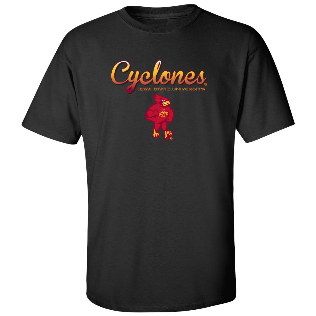 Iowa State Cyclones Tee Shirt - Script Cyclones Full Color Fade with Cy