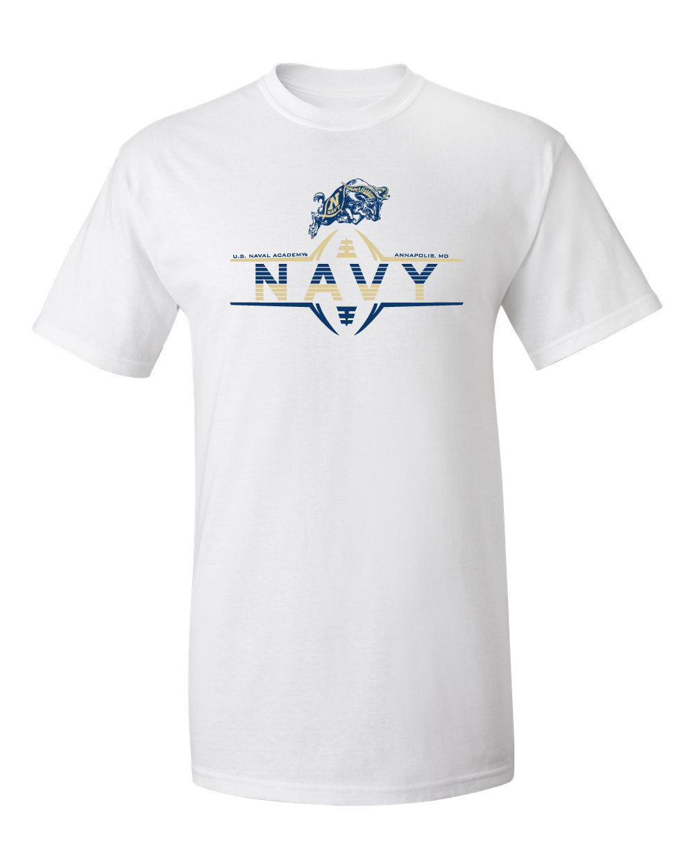 Navy Midshipmen Tee Shirt - Navy Football Laces and Goat