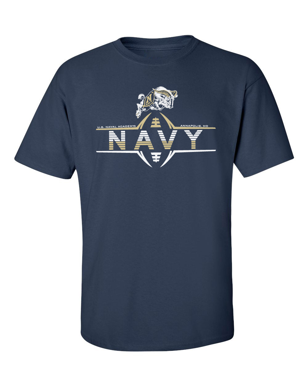 Navy Midshipmen Tee Shirt - Navy Football Laces and Goat