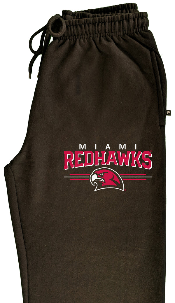 Miami University RedHawks Premium Fleece Sweatpants - Hawk Head 3-Stripe
