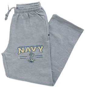 Navy Midshipmen Premium Fleece Sweatpants - U.S. Navy 3 Stripe Anchor Logo