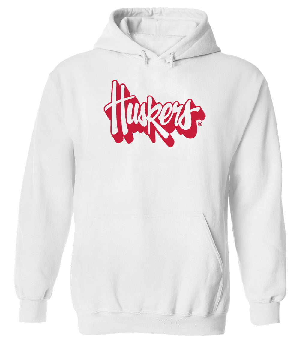 Nebraska Huskers Hooded Sweatshirt - Red Script Huskers Outline