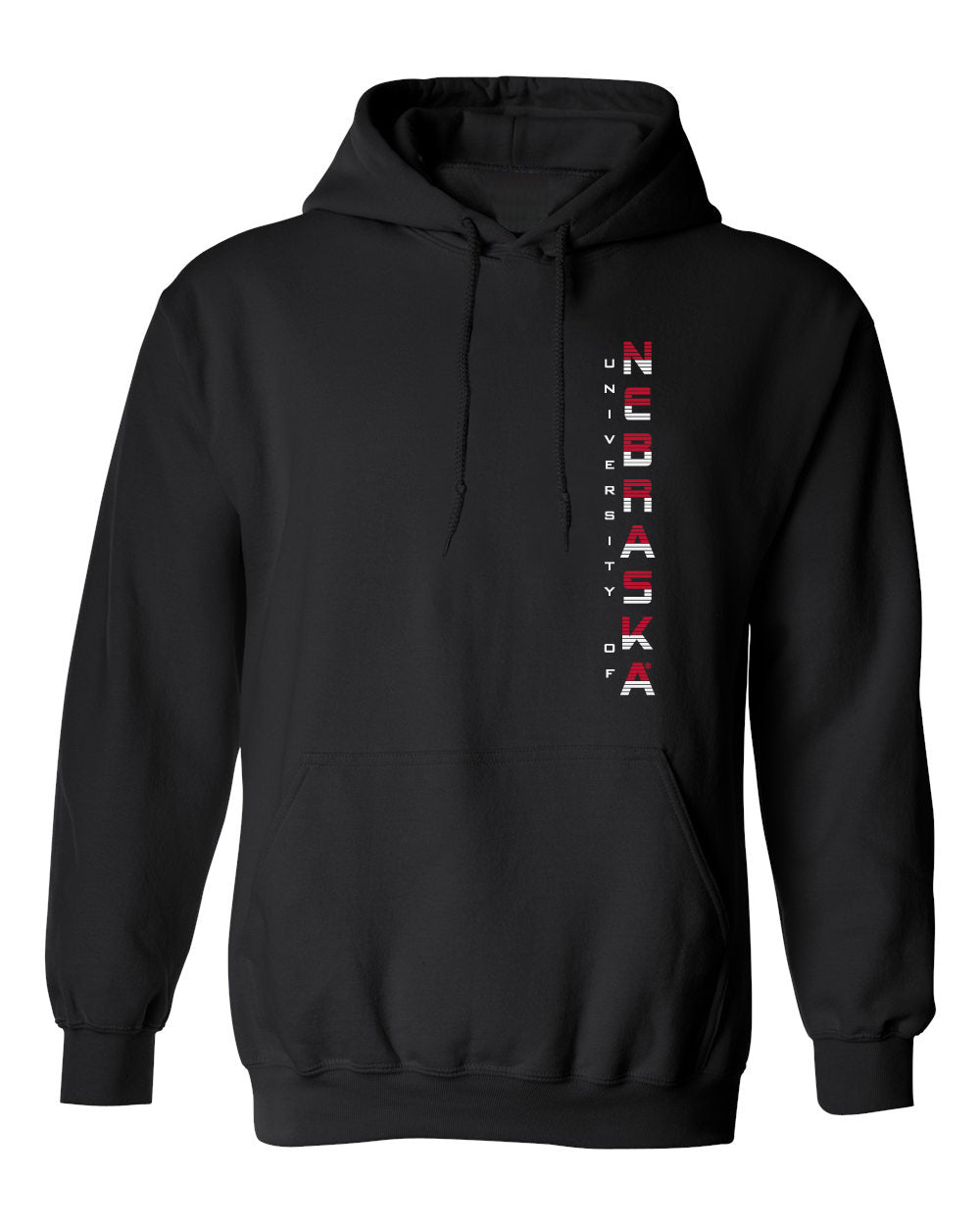 Nebraska Huskers Hooded Sweatshirt - Striped Vertical University of Nebraska