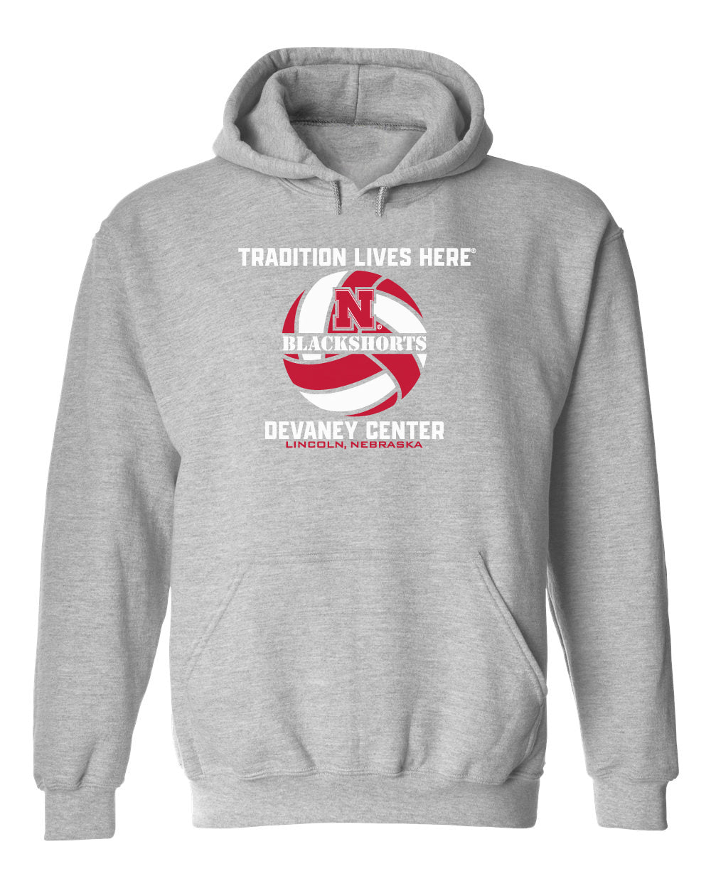 Nebraska Huskers Hooded Sweatshirt - Blackshorts Volleyball Tradition Lives Here