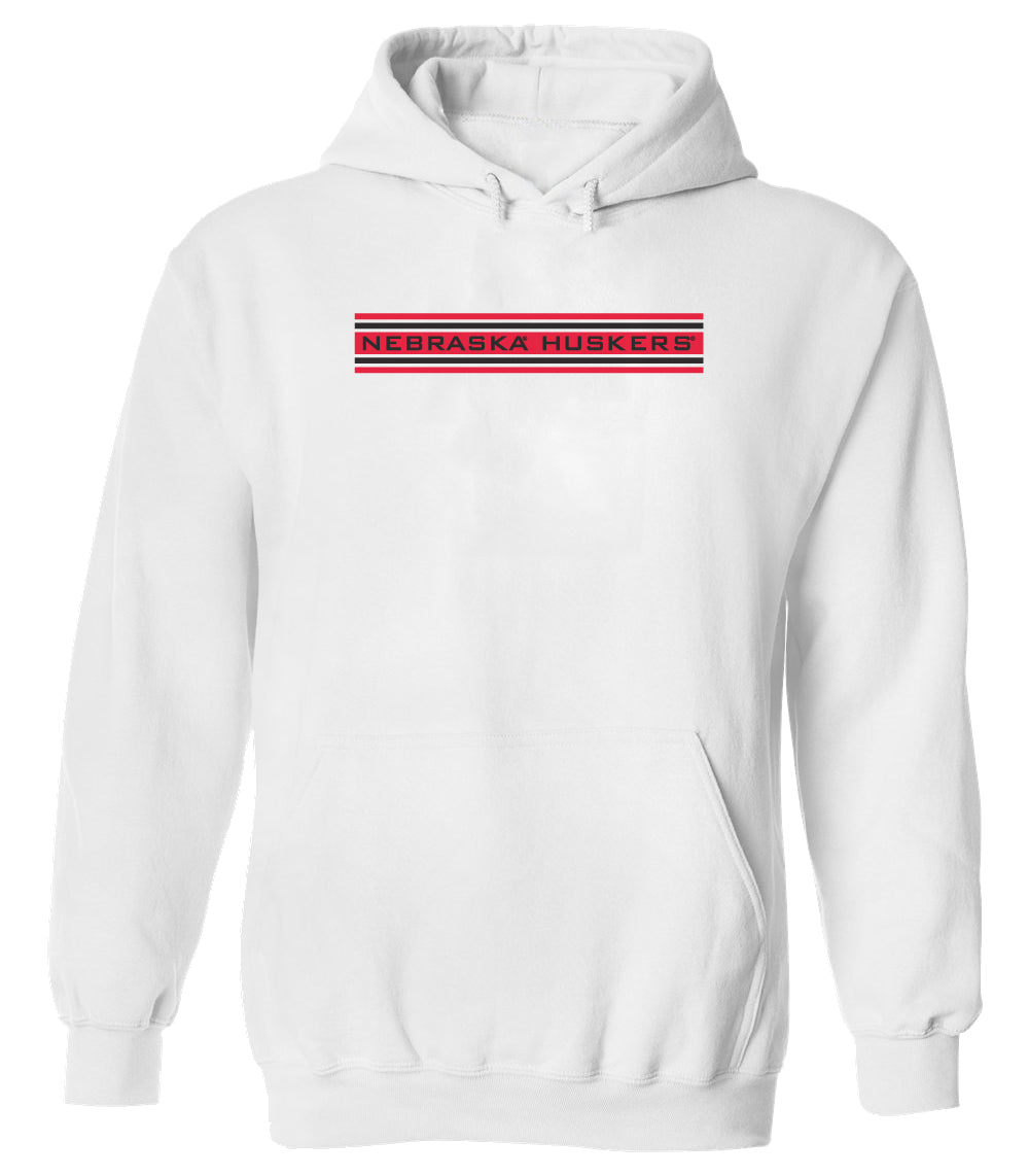 Nebraska Huskers Hooded Sweatshirt - Nebraska Huskers Horiz Stripe