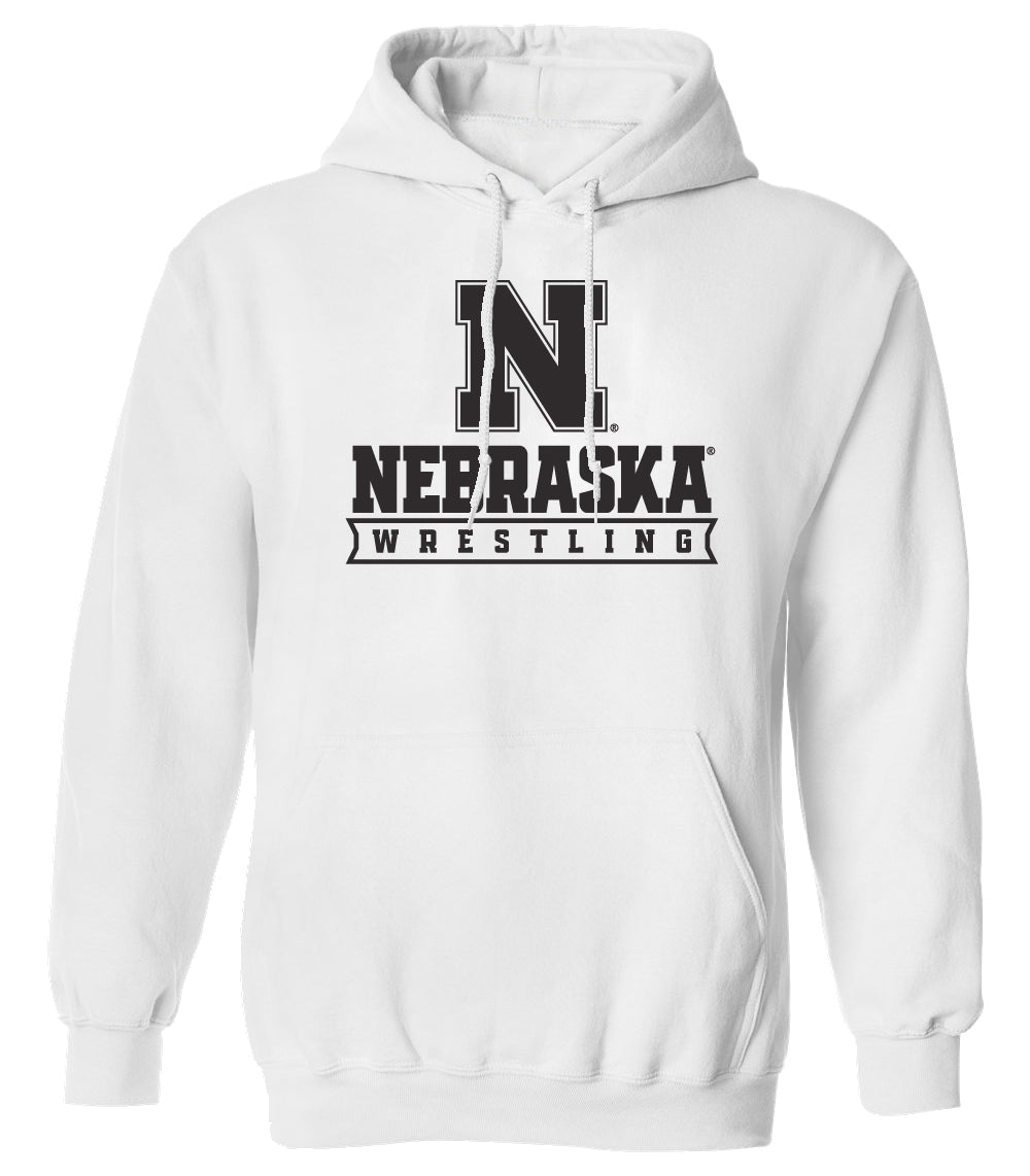Nebraska Huskers Hooded Sweatshirt - Nebraska Wrestling Black Ink