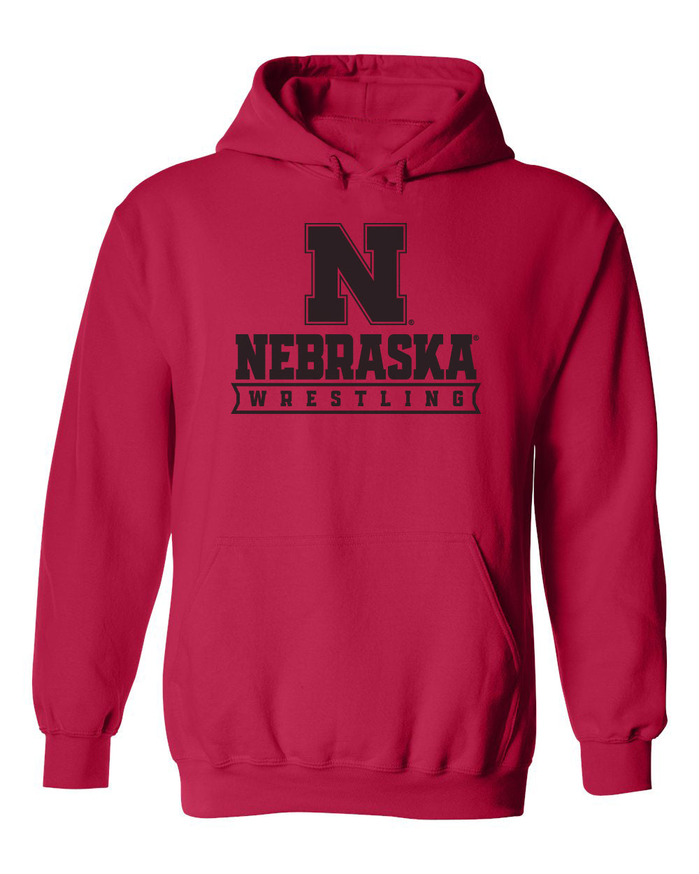 Nebraska Huskers Hooded Sweatshirt - Nebraska Wrestling Black Ink