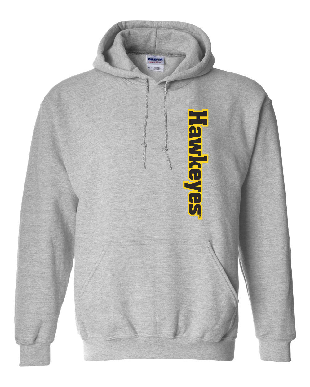 Iowa Hawkeyes Hooded Sweatshirt - Vertical Offset Hawkeyes on Gray