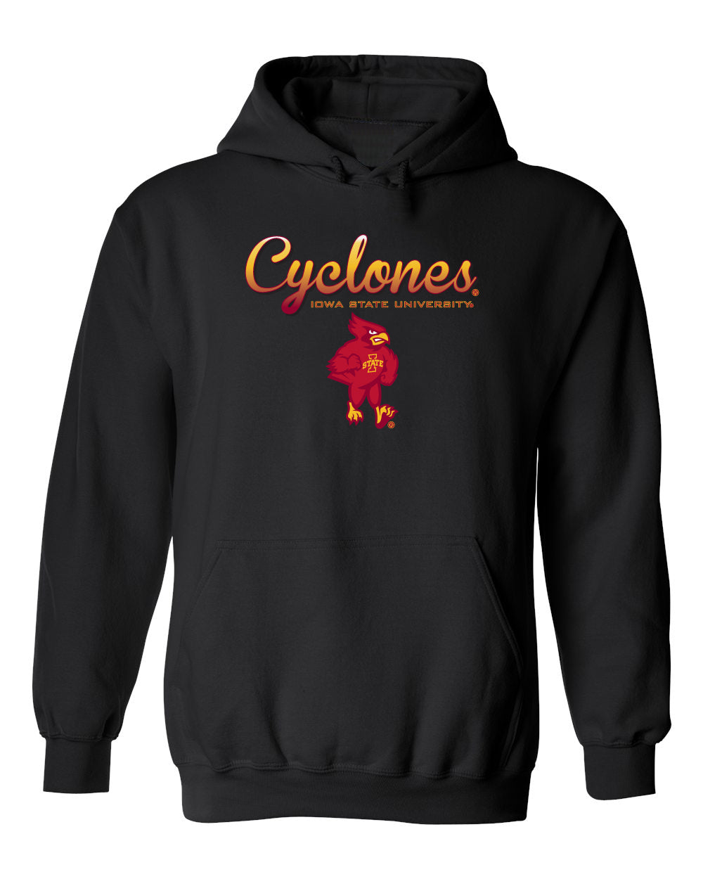 Iowa State Cyclones Hooded Sweatshirt - Script Cyclones Full Color Fade with Cy