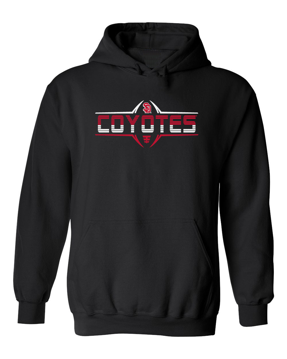 South Dakota Coyotes Hooded Sweatshirt - Striped COYOTES Football Laces