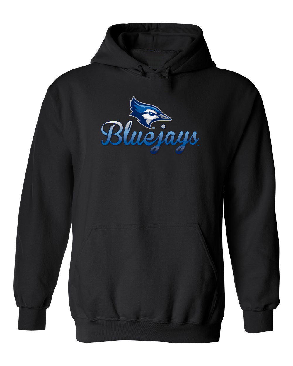 Creighton Bluejays Hooded Sweatshirt - Script Bluejays Full Color Fade