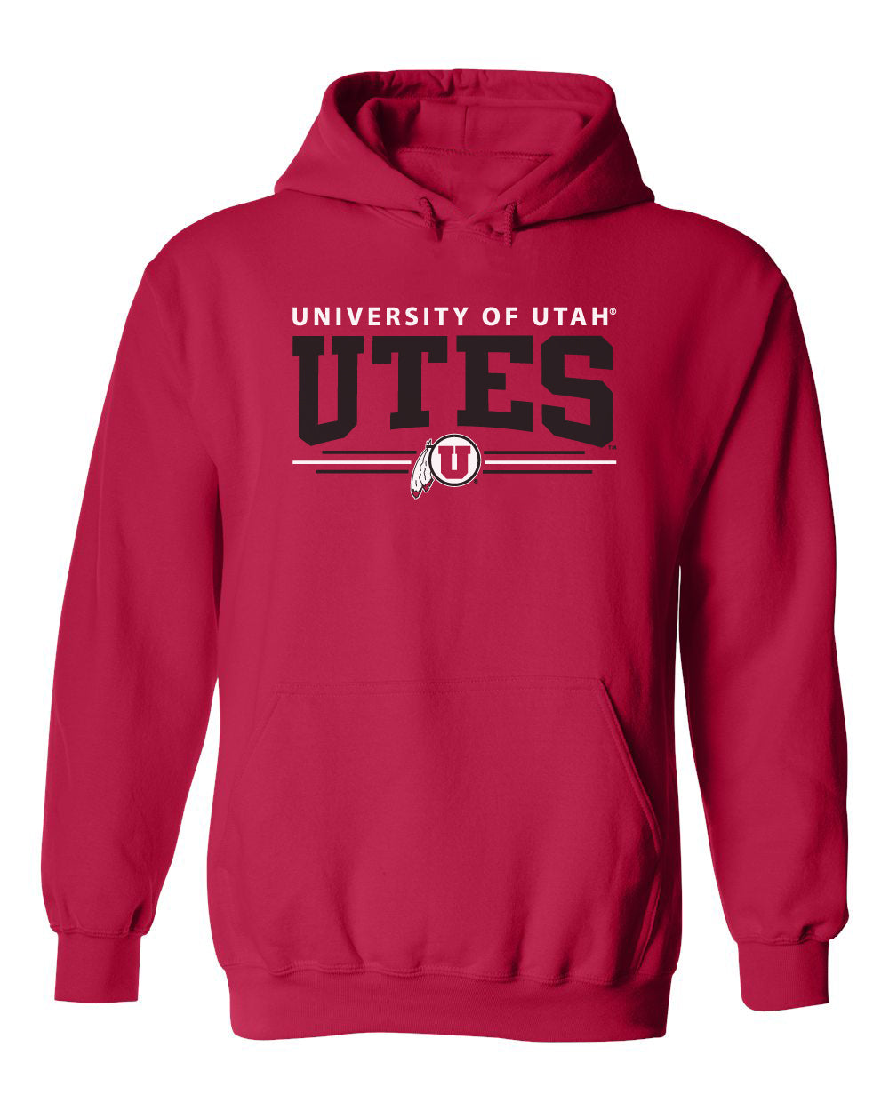 Utah Utes Hooded Sweatshirt - Arch UTES 3 Stripe Logo