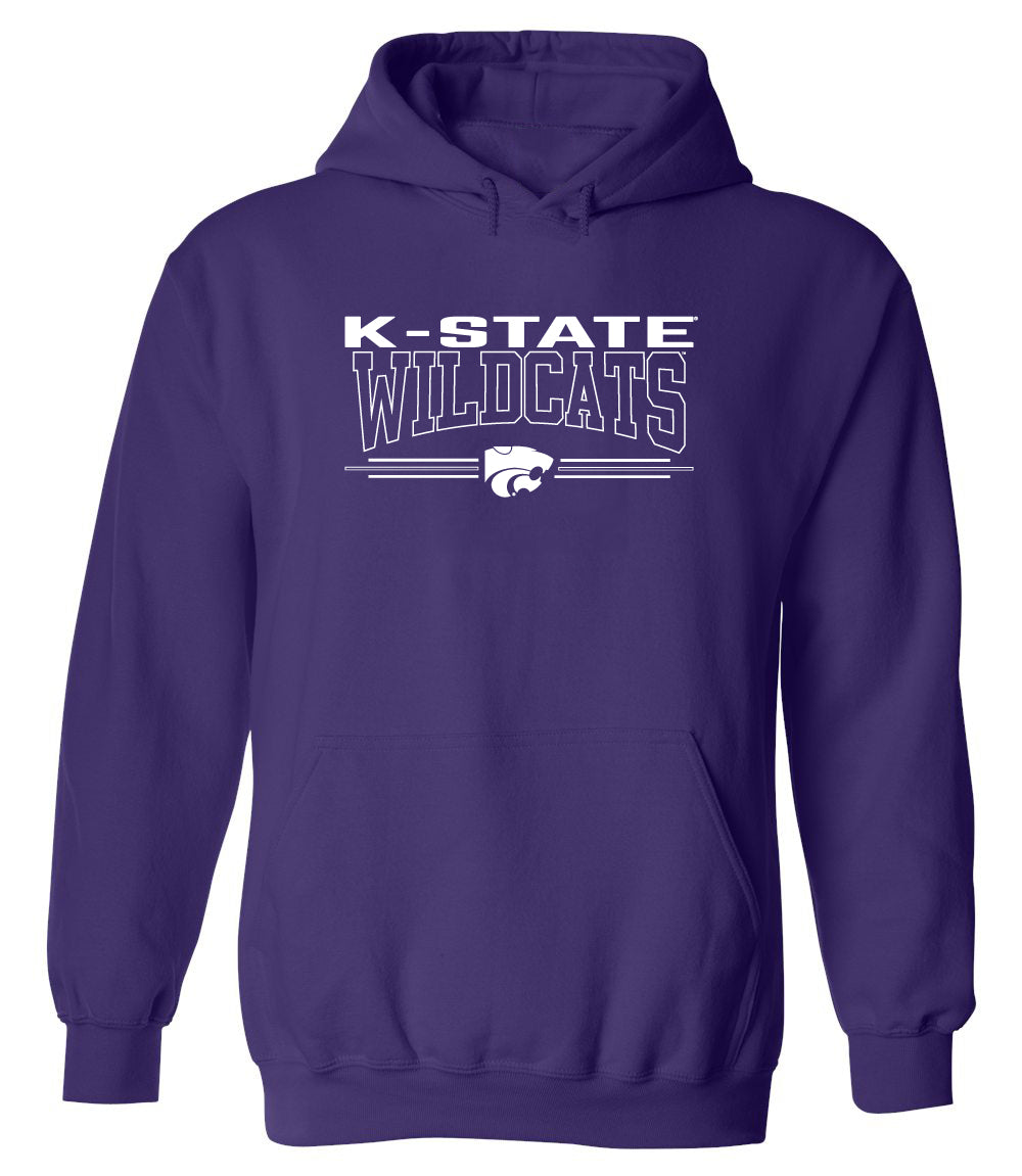 K-State Wildcats Hooded Sweatshirt - Wildcats with 3-Stripe Powercat