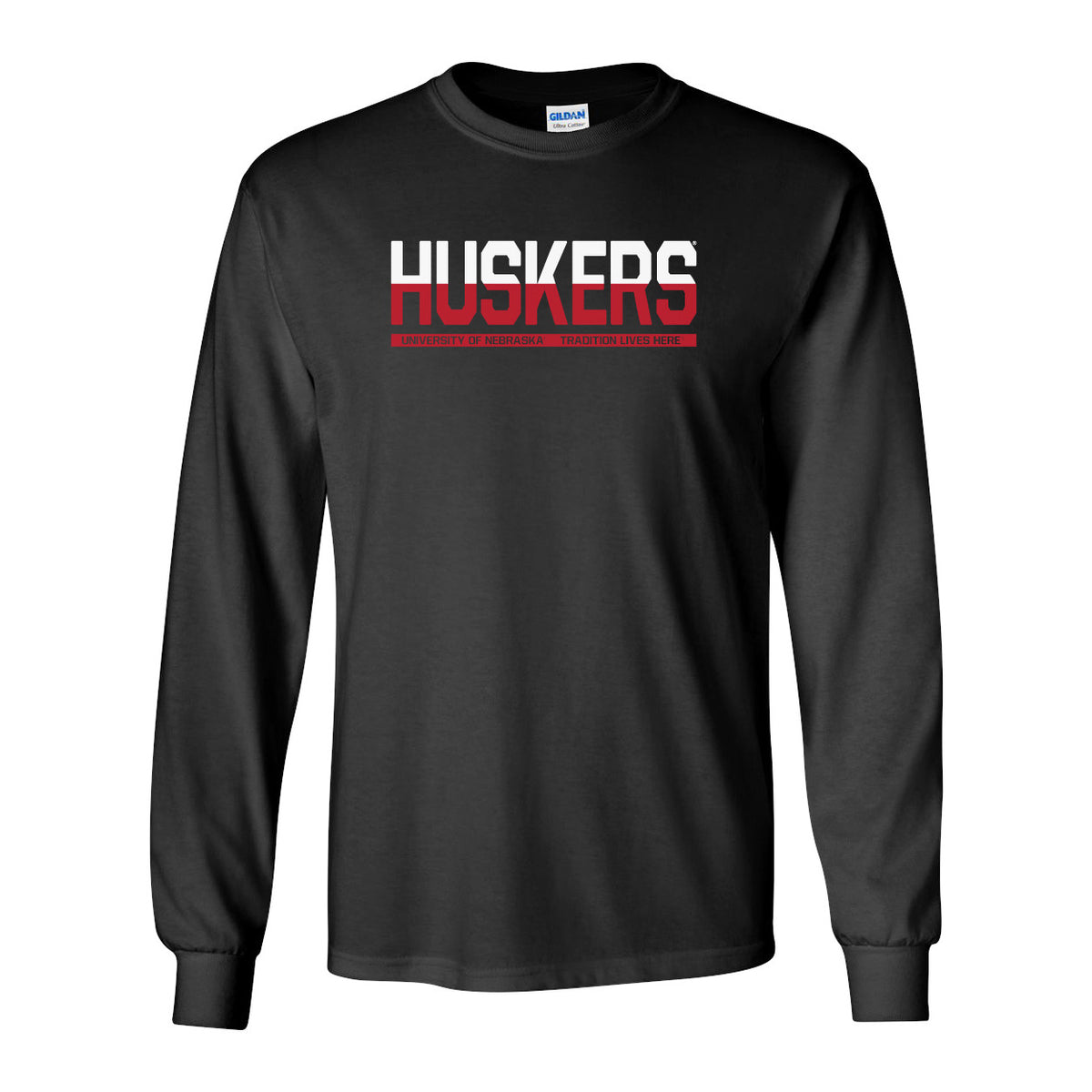 Nebraska Cornhuskers ½ & ½ "HUSKERS" Long Sleeve Tee Shirt