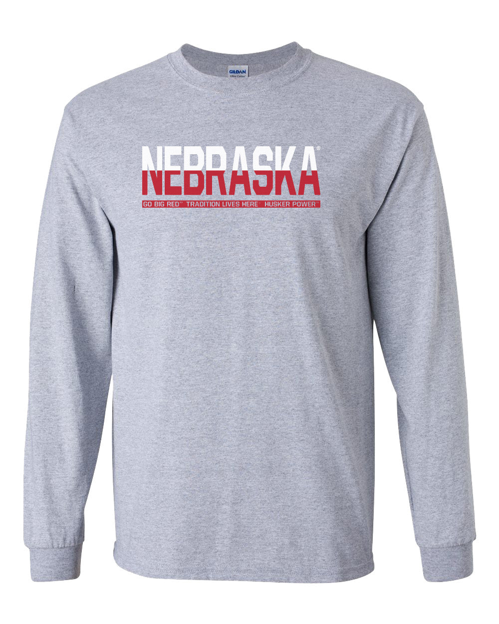 Nebraska Cornhuskers ½ & ½ "NEBRASKA" Long Sleeve Tee Shirt