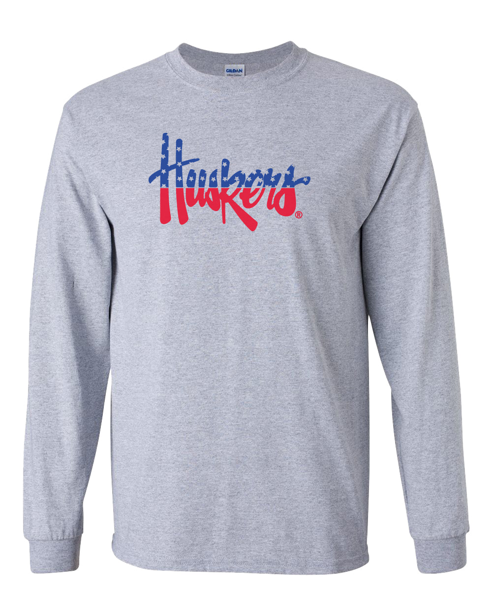Nebraska Tee Shirt Long Sleeve Red White And Blue Script Huskers
