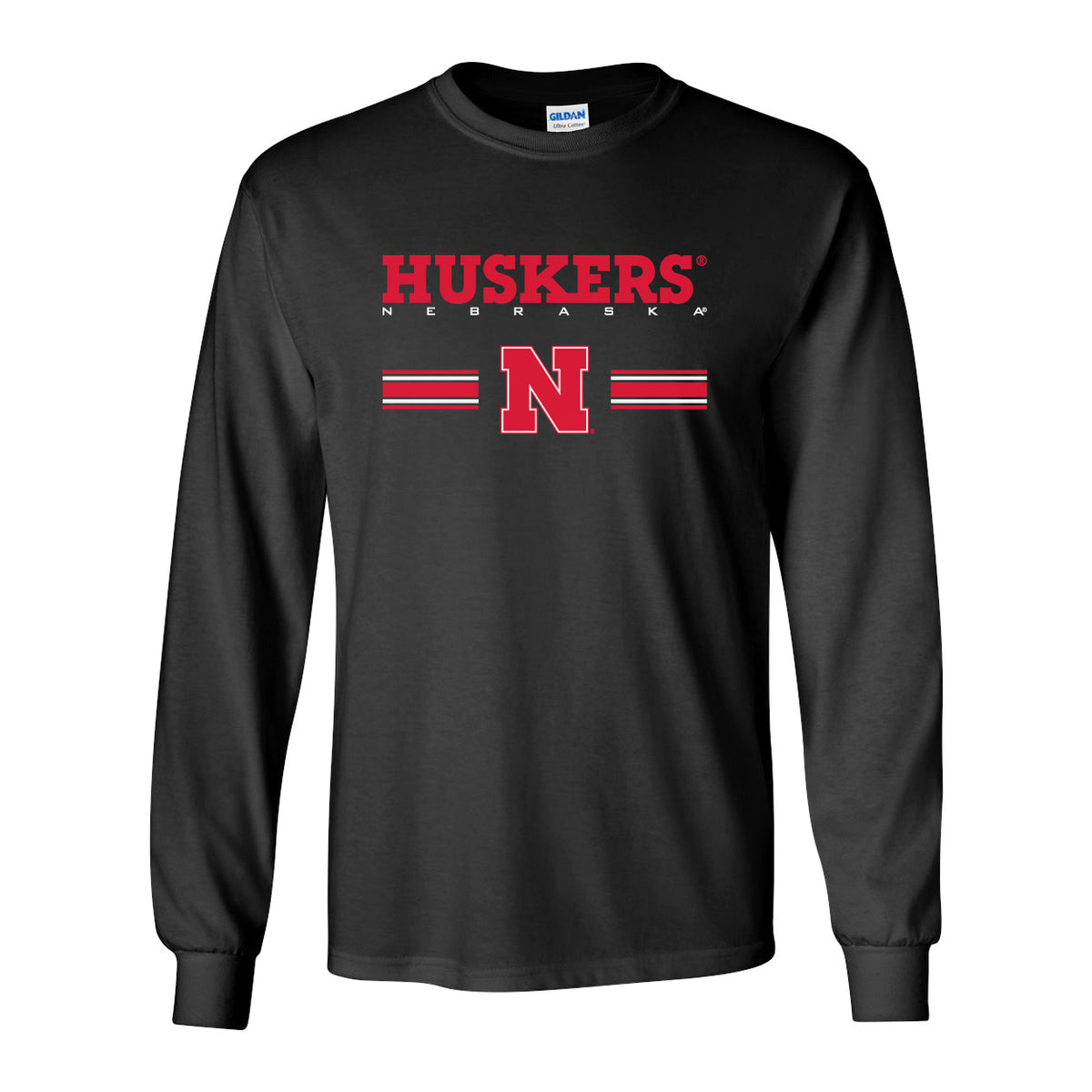 Nebraska Husker Tee Shirt Long Sleeve - HUSKERS Stripe N