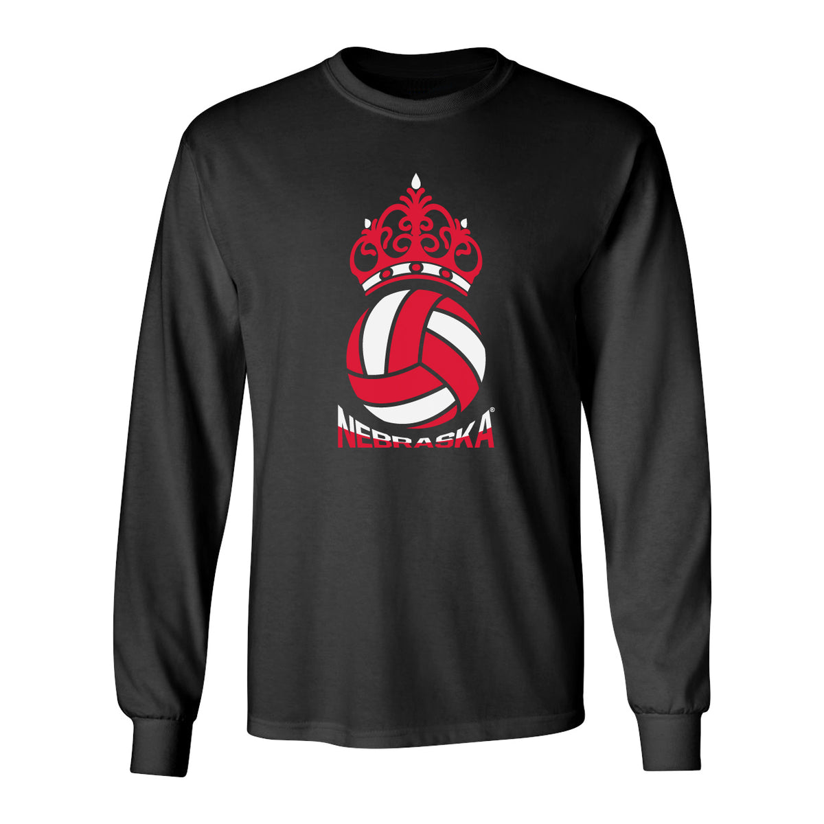 Nebraska Huskers Long Sleeve Tee Shirt - Nebraska Huskers Volleyball Crown