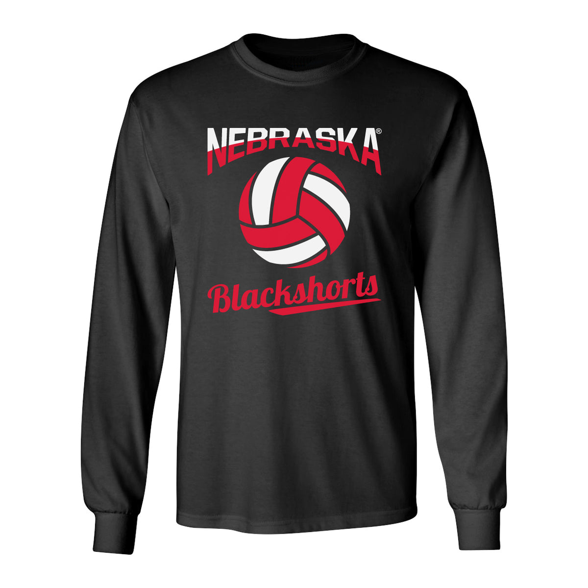 Nebraska Huskers Long Sleeve Tee Shirt - Nebraska Volleyball Blackshorts